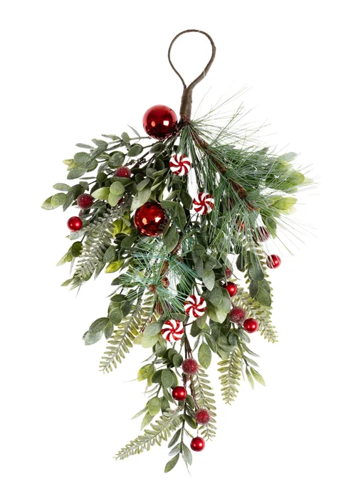 Scottish Everlastings Candy Cane & Bauble Swag 48cm - One Size Image 2