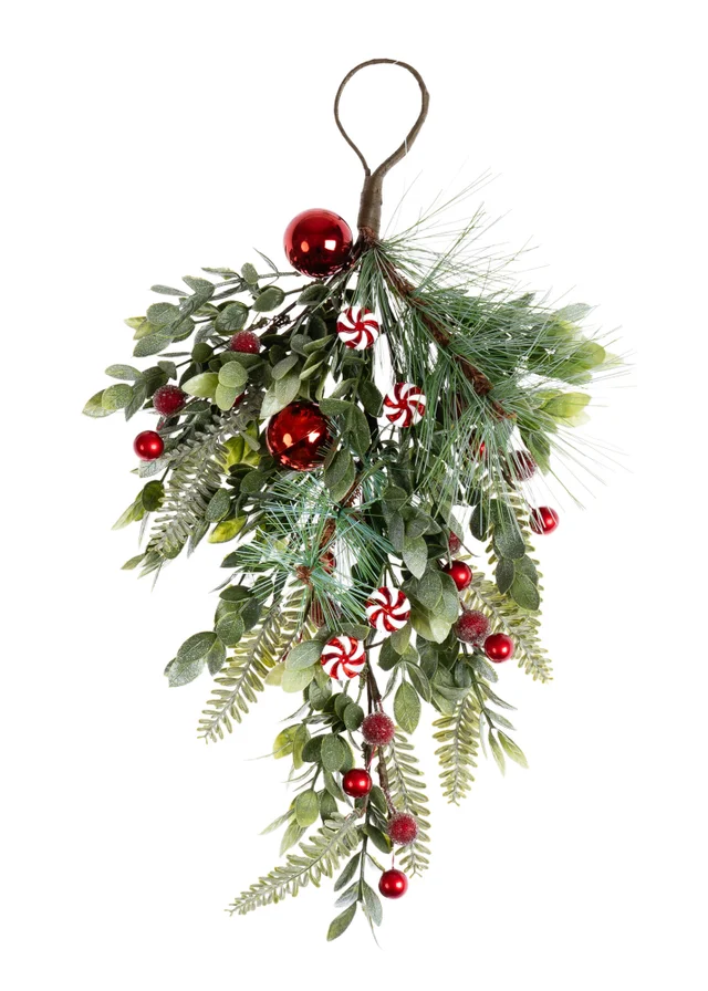 Scottish Everlastings Candy Cane & Bauble Swag 48cm