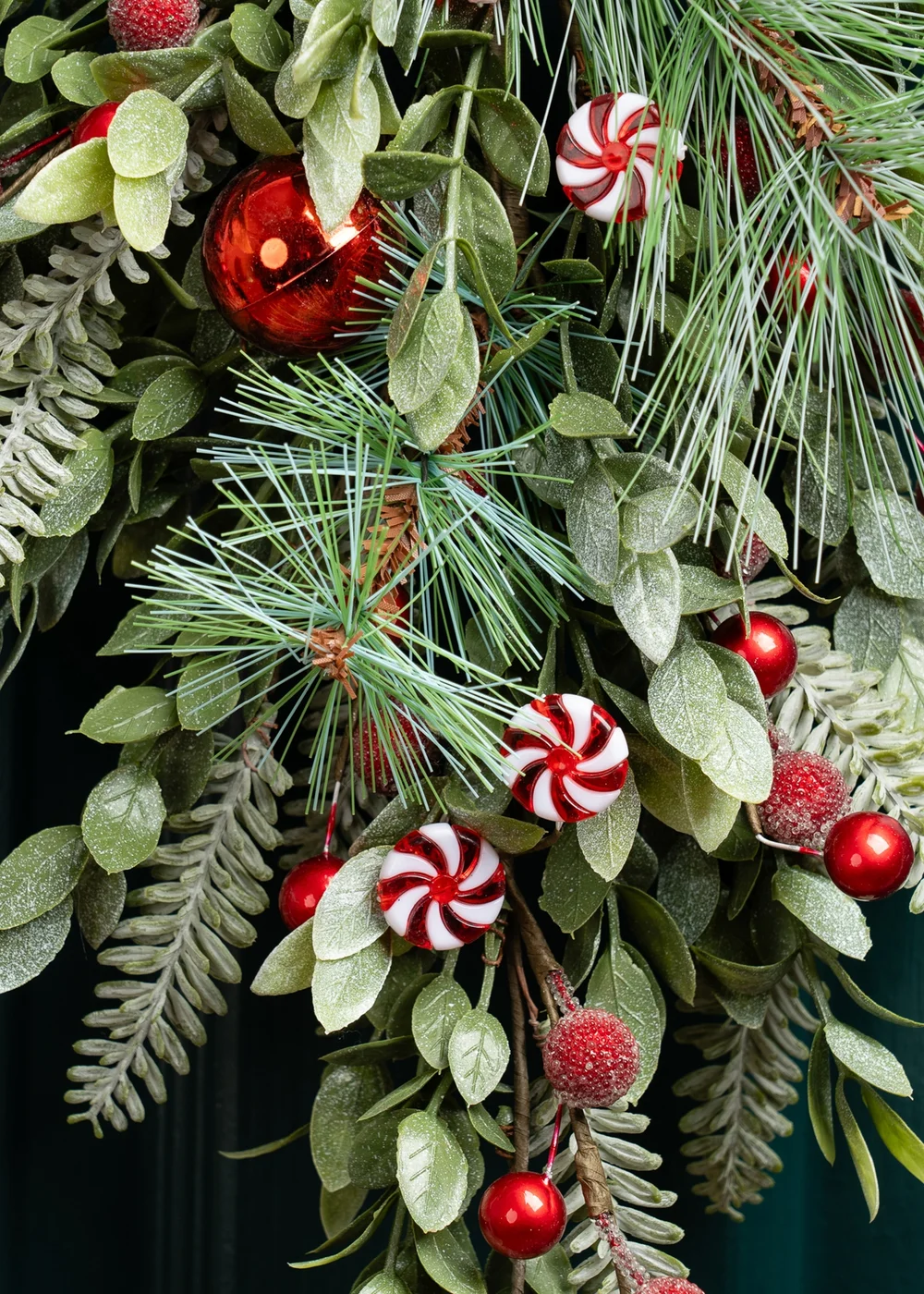 Scottish Everlastings Candy Cane & Bauble Swag 48cm - One Size Image 3