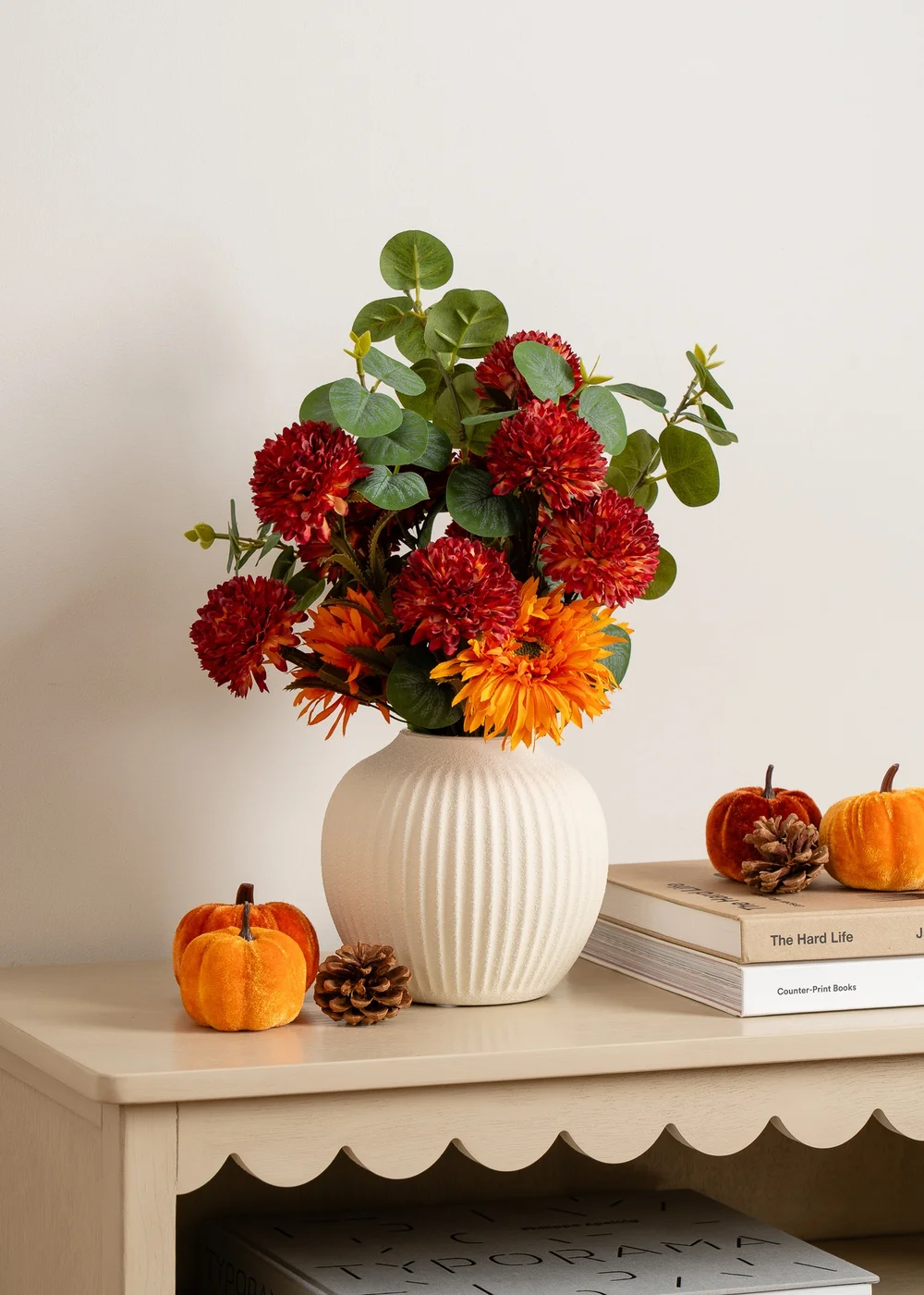 Scottish Everlastings Chrysanthemum & Eucalyptus Arrangement 43cm - One Size Image 1