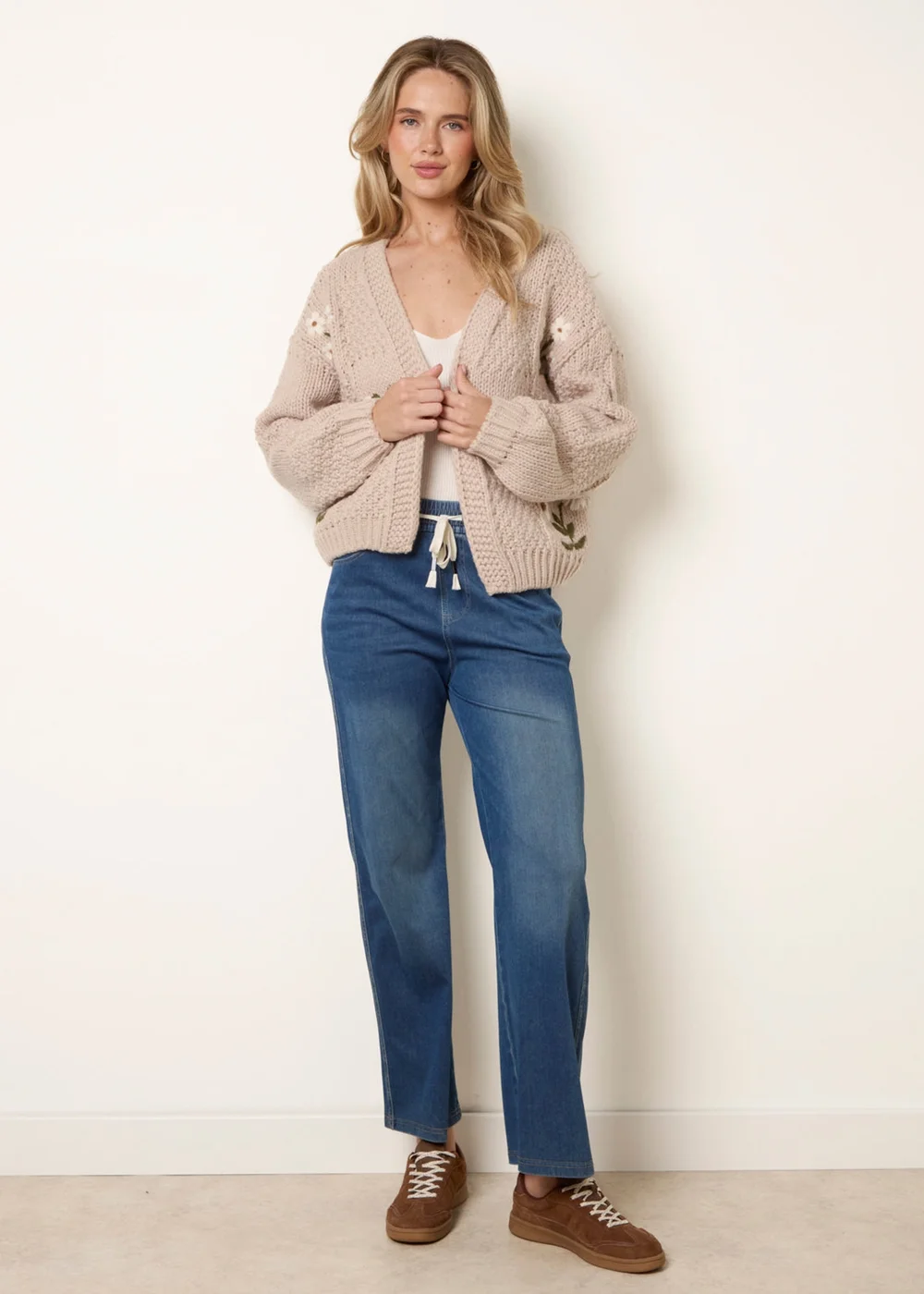 Blue Vanilla Stone Flower Embroidery Cardigan - S/M Image 2