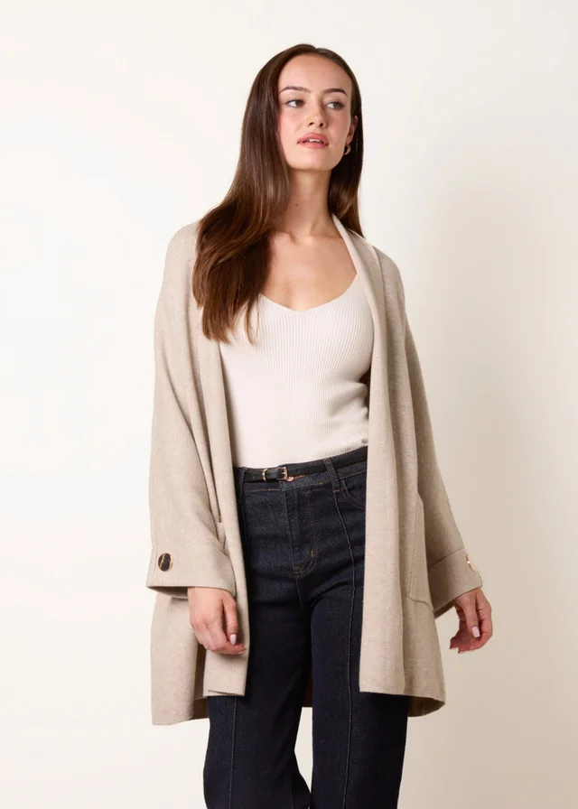 Blue Vanilla Beige Heavy Knit Cardigan