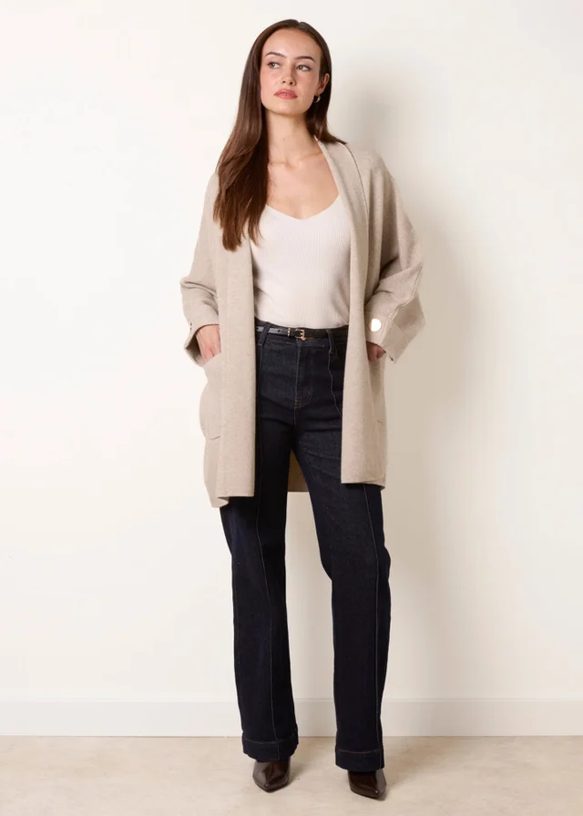 Blue Vanilla Beige Heavy Knit Cardigan