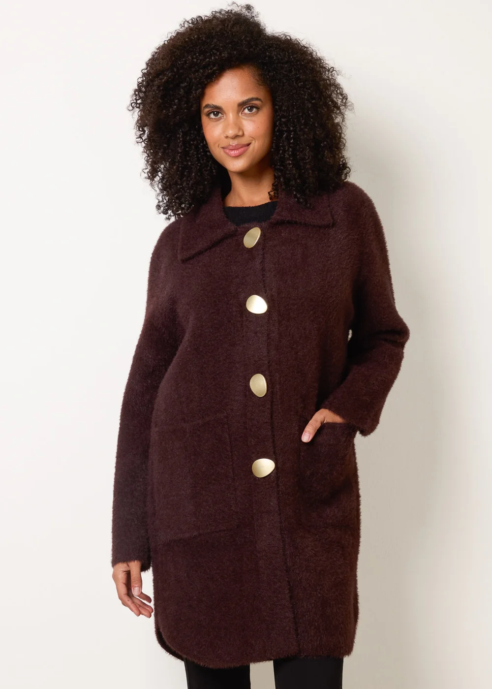 Blue Vanilla Brown Overcoat With Classic Collar - S/M Image 2