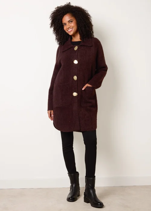 Blue Vanilla Brown Overcoat With Classic Collar - S/M Image 1