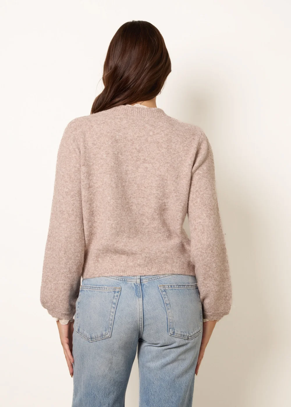 Blue Vanilla Taupe Lace Trimmed Cardigan - M/L Image 4