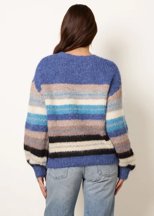 Blue Vanilla Blue Striped Round Neck Knit Jumper - M/L Image 4
