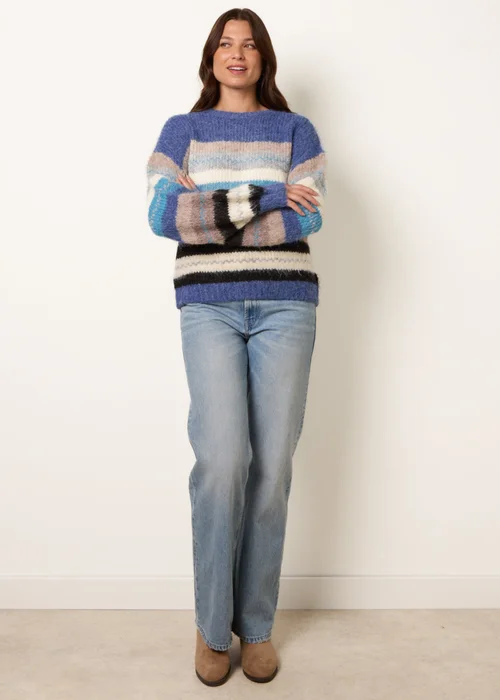 Blue Vanilla Blue Striped Round Neck Knit Jumper - M/L Image 2