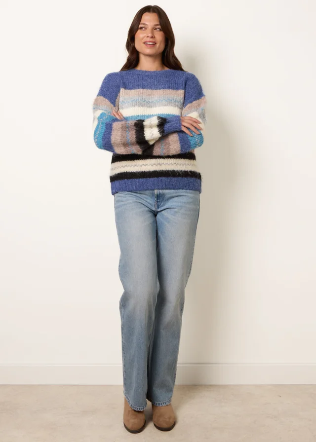 Blue Vanilla Blue Striped Round Neck Knit Jumper