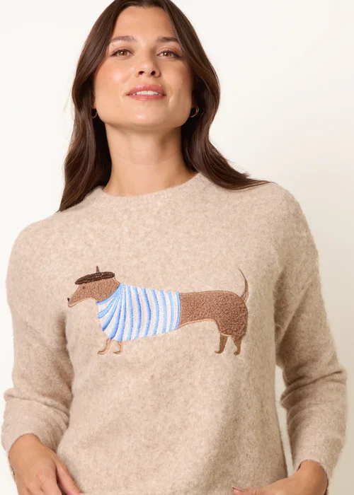 Blue Vanilla Beige Dog Knit Jumper - S/M Image 2