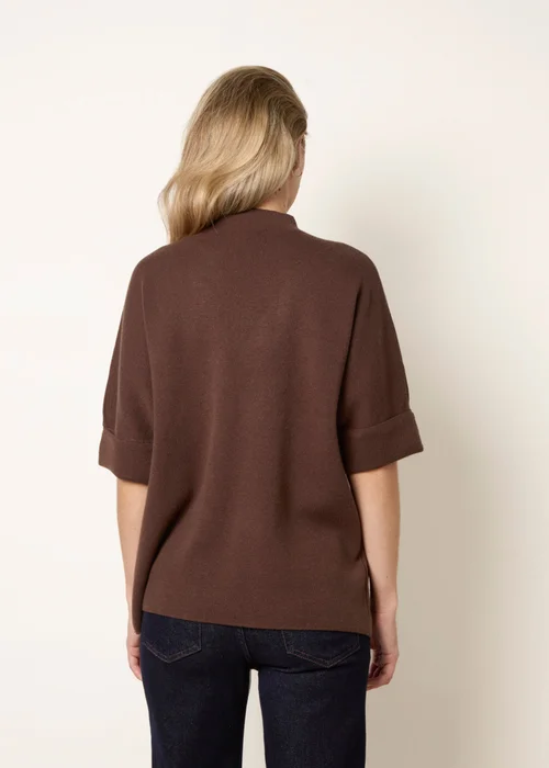 Blue Vanilla Brown Short Sleeve Button Detail Jumper - S/M Image 4