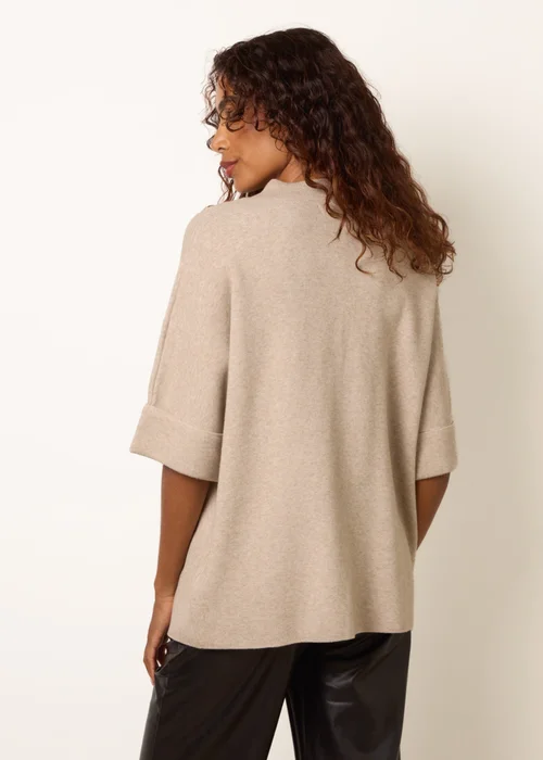 Blue Vanilla Beige Short Sleeve Button Detail Jumper - M/L Image 4