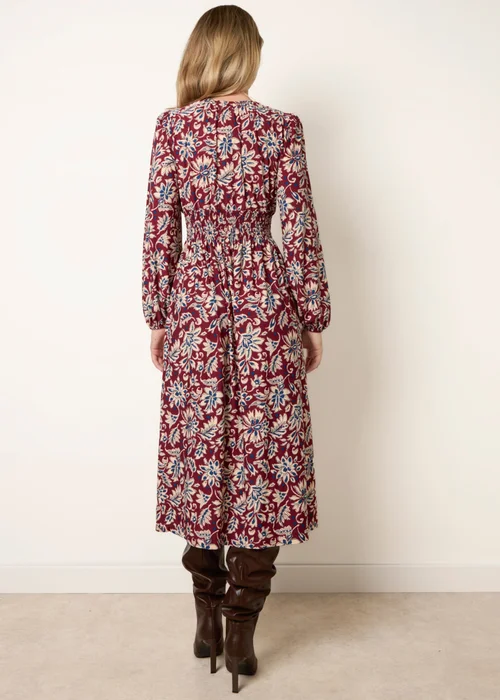 Blue Vanilla Red V Neck Elasticated Midi Dress - S/M Image 4