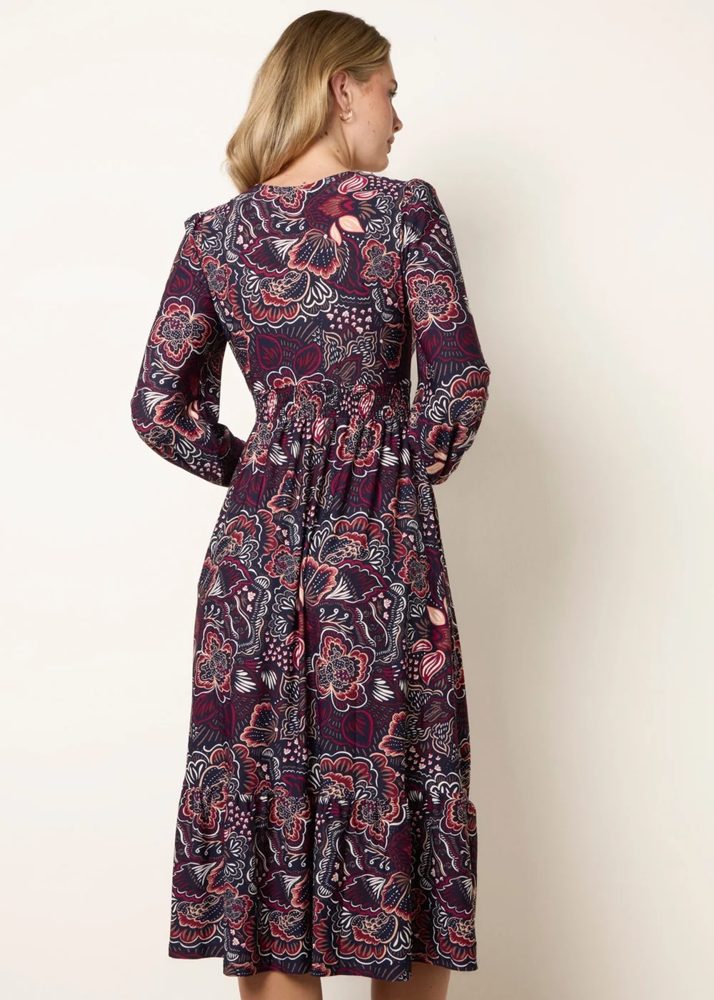 Blue Vanilla Navy Button Front V Neck Midi Dress With Pockets - XL Image 5