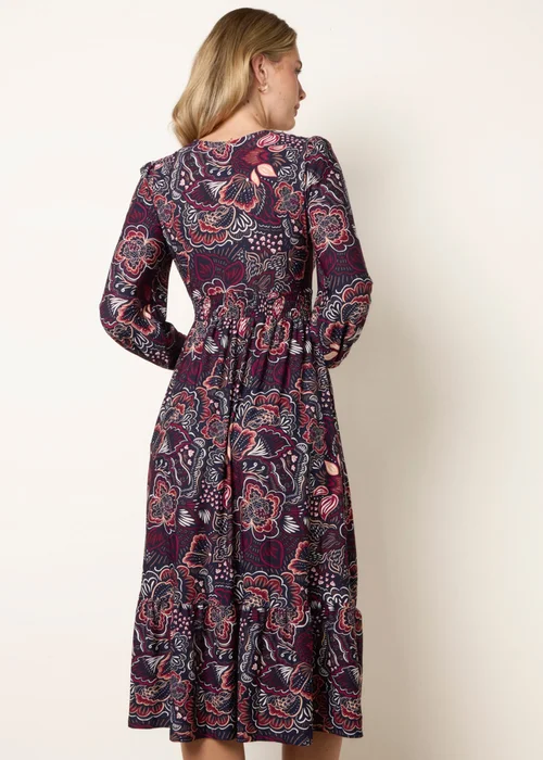 Blue Vanilla Navy Button Front V Neck Midi Dress With Pockets - XL Image 5