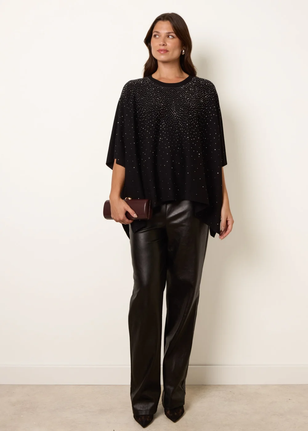 Blue Vanilla Black Stud Embellished Knit Top - One Size Image 3