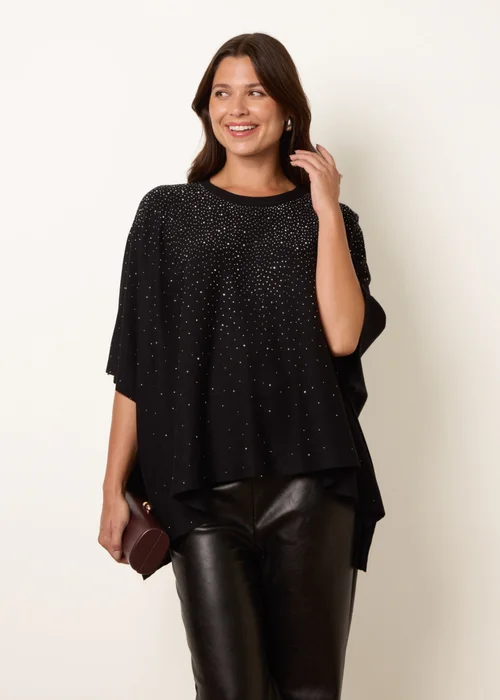 Blue Vanilla Black Stud Embellished Knit Top - One Size Image 1