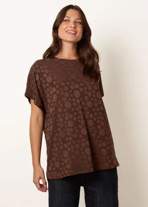 Blue Vanilla Brown Textured Bubble Print Top - S/M Image 1