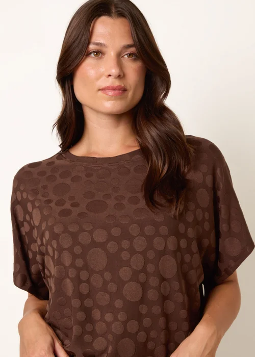 Blue Vanilla Brown Textured Bubble Print Top - S/M Image 2