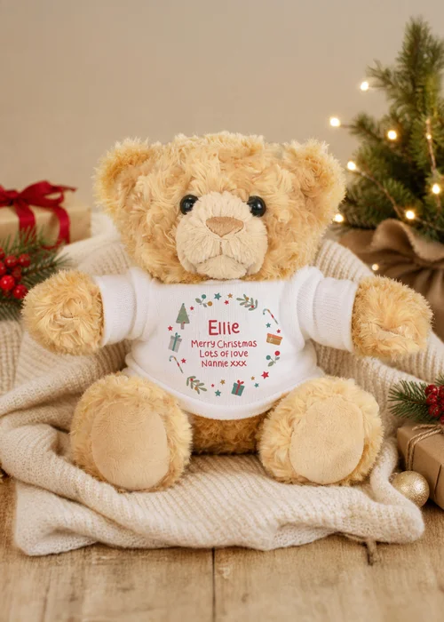 Personalised Memento Company Brown Christmas Bear - One Size Image 1