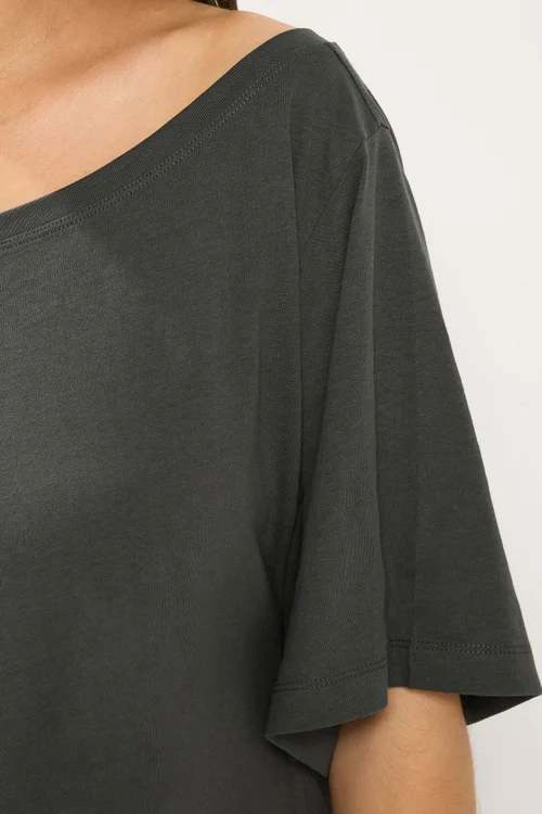 Yours Curve Grey Off Shoulder Tee - 14 Image 3