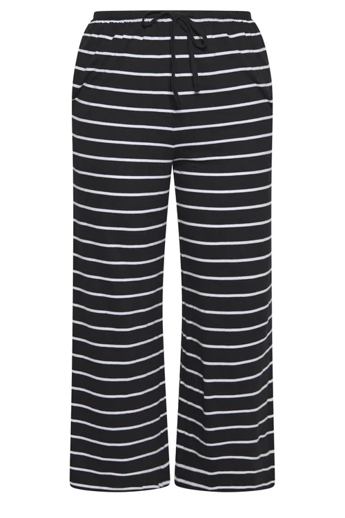 Yours Curve Black & White Striped Wide Leg Trousers - 16/L28 Image 5