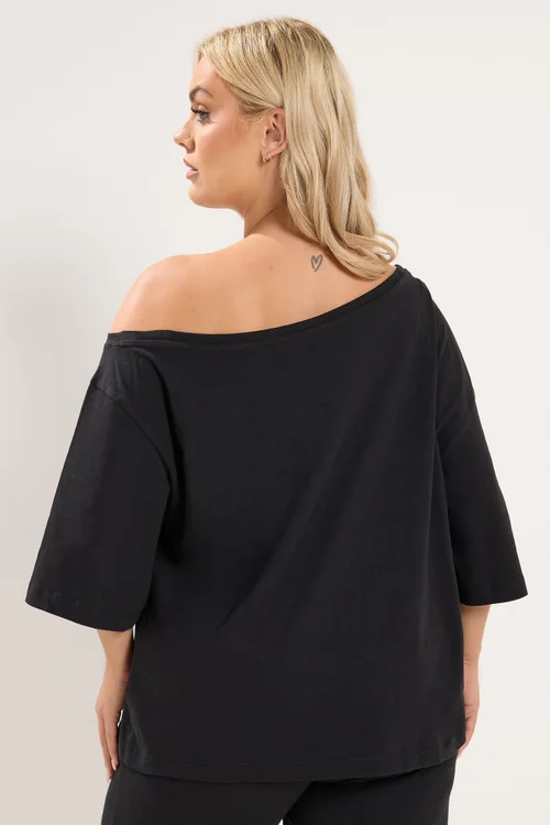 Yours Curve Black Off Shoulder Tee - 22-24 Image 3