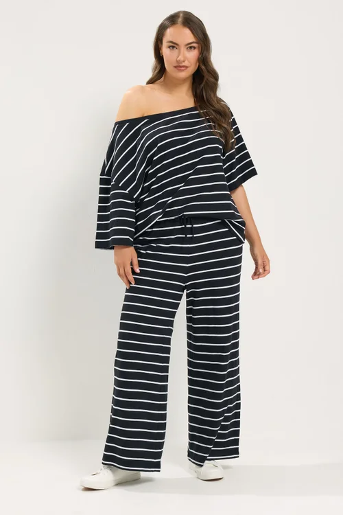 Yours Curve Black & White Stripe Off The Shoulder T-Shirt - 16 Image 2