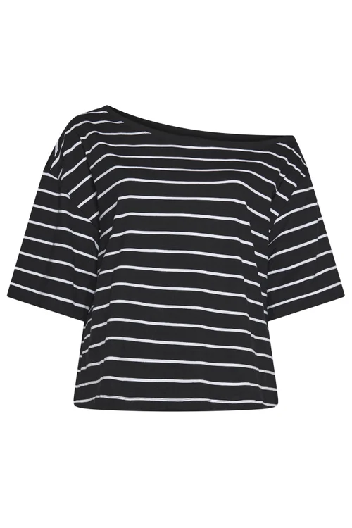 Yours Curve Black & White Stripe Off The Shoulder T-Shirt - 16 Image 5