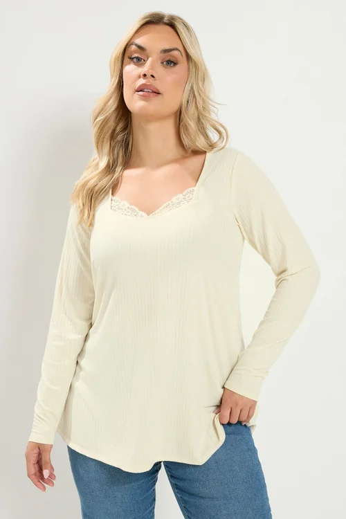 Yours Curve Cream Lace Insert Swing Top - 12 Image 1
