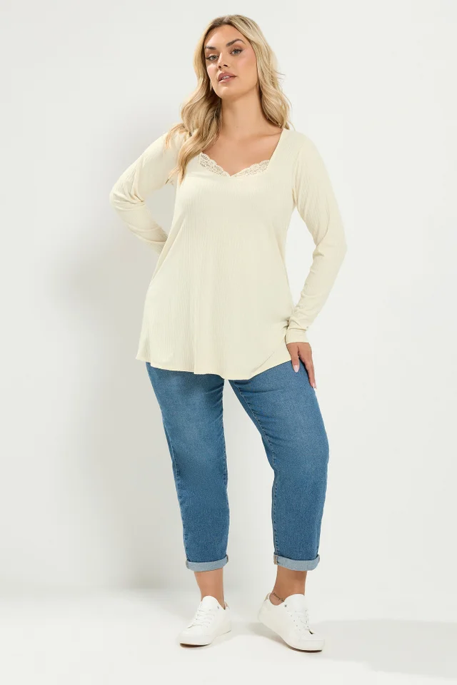 Yours Curve Cream Lace Insert Swing Top