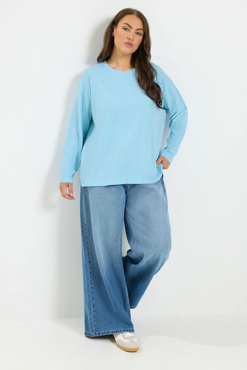 Yours Curve Baby Blue Relaxed Cotton Top - 26-28 Image 2