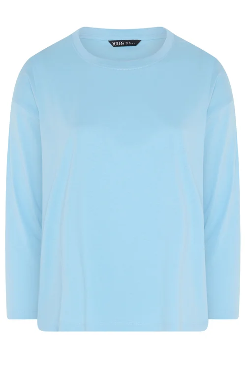 Yours Curve Baby Blue Relaxed Cotton Top - 26-28 Image 5