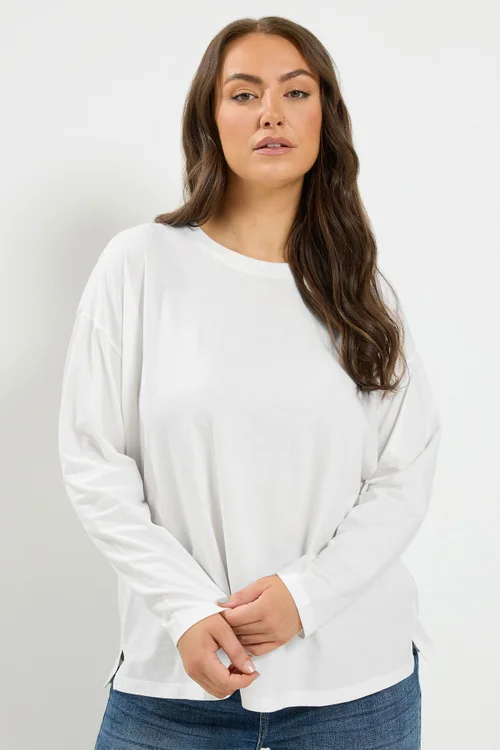 Yours Curve Ivory White Relaxed Cotton Top - 14 Image 1