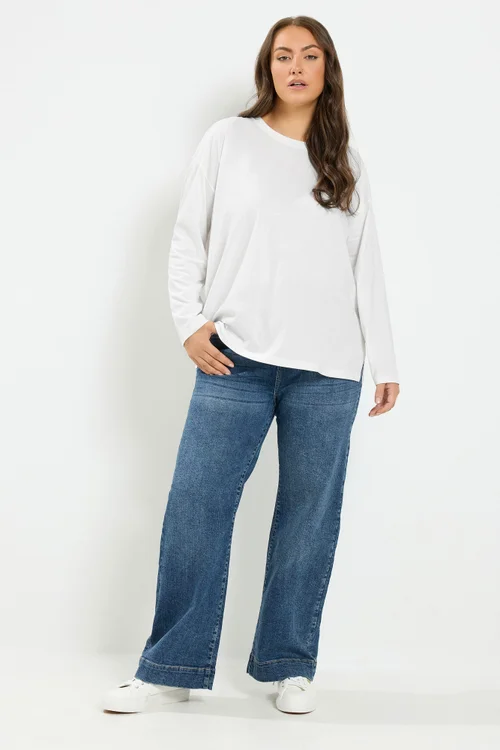 Yours Curve Ivory White Relaxed Cotton Top - 14 Image 2