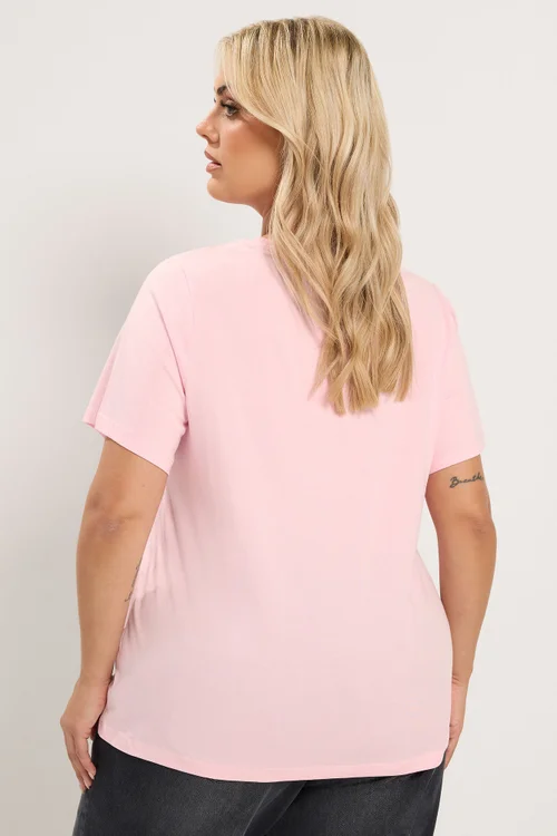 Yours Curve Pink Embroidered Bow T-Shirt - 12 Image 4