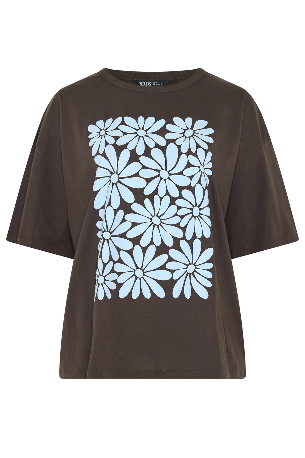 Yours Curve Chocolate Brown Floral Boxy T-Shirt - 20 Image 5