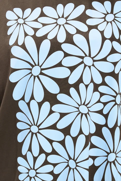 Yours Curve Chocolate Brown Floral Boxy T-Shirt - 20 Image 4