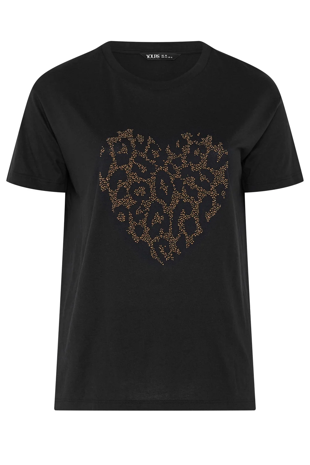 Yours Curve Black Studded Animal Heart T-Shirt - 20 Image 5