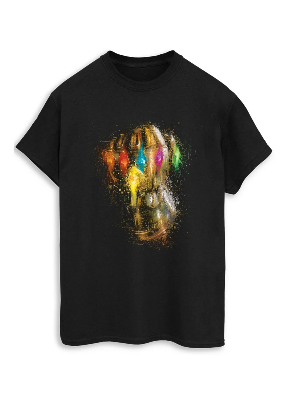 Spiral Galaxy Marvel Avengers Endgame Infinity Gauntlet Splatter Black Graphic T-Shirt - M Image 1