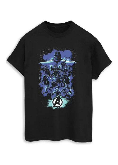 Spiral Galaxy Marvel Avengers Endgame Space Sketch Black Graphic T-Shirt - 5XL Image 1
