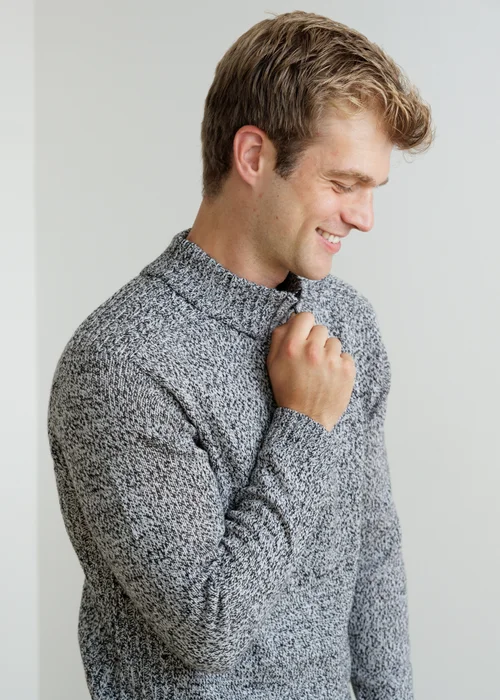 Influence Charcoal 1/2 Zip Funnel Neck Chunky Knit Jumper - M Image 3