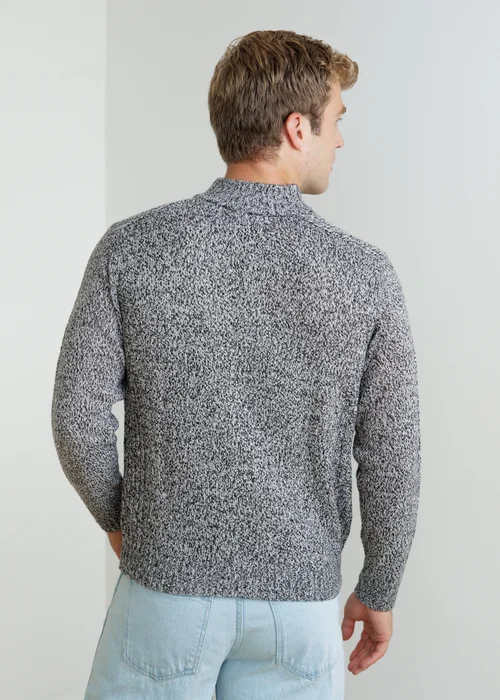 Influence Charcoal 1/2 Zip Funnel Neck Chunky Knit Jumper - M Image 2