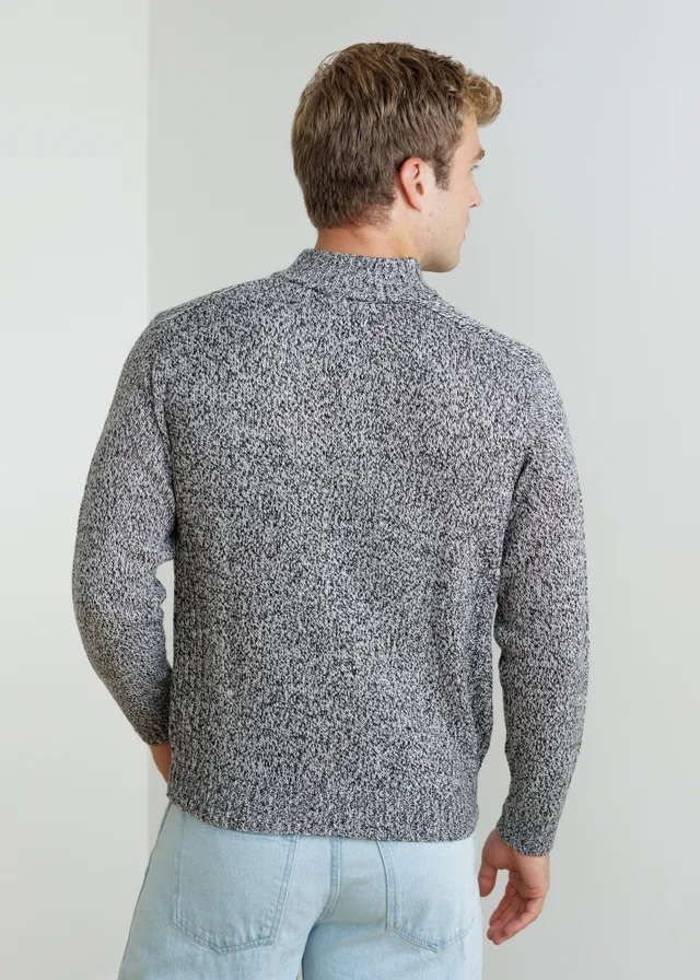 Influence Charcoal 1/2 Zip Funnel Neck Chunky Knit Jumper