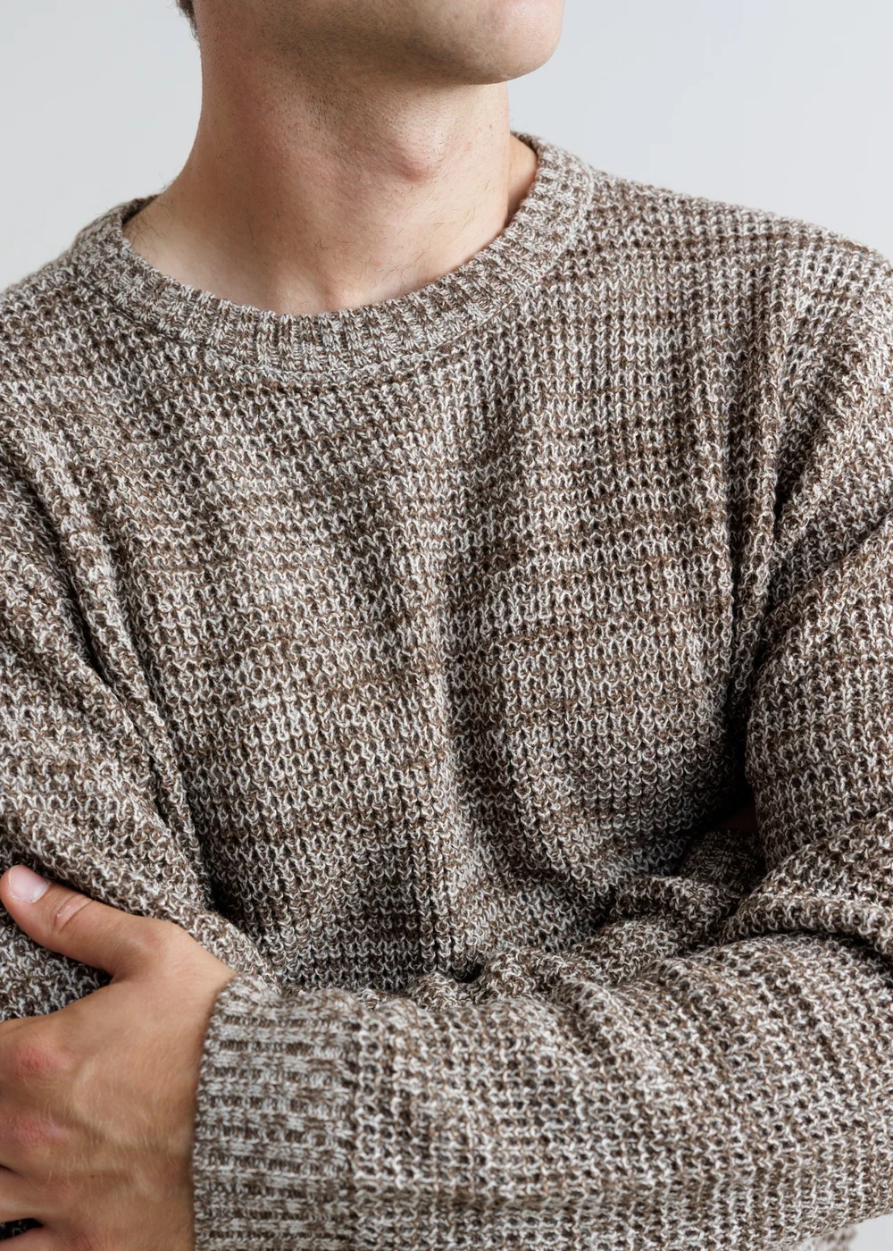 Influence Brown Knit Crew Neck Long Sleeve Knit Jumper - L Image 3