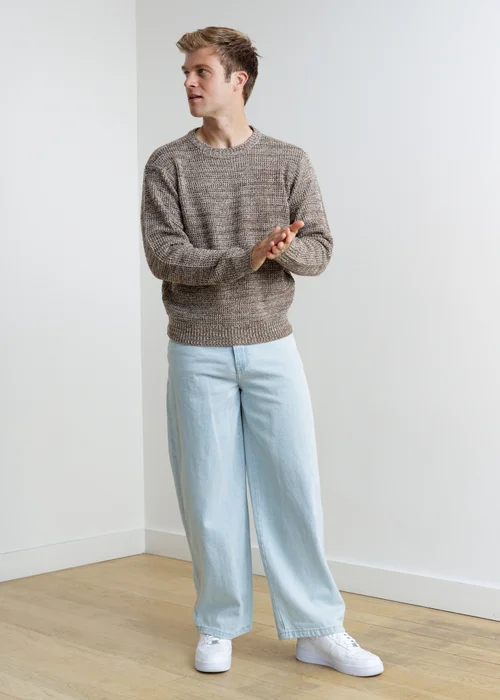 Influence Brown Knit Crew Neck Long Sleeve Knit Jumper - L Image 4