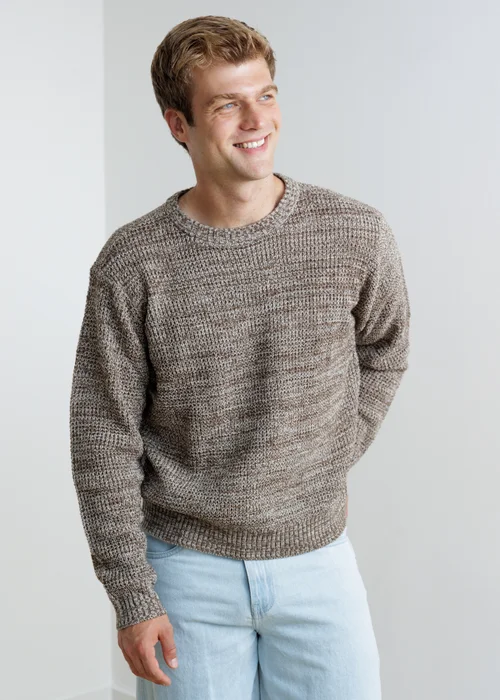 Influence Brown Knit Crew Neck Long Sleeve Knit Jumper - L Image 1