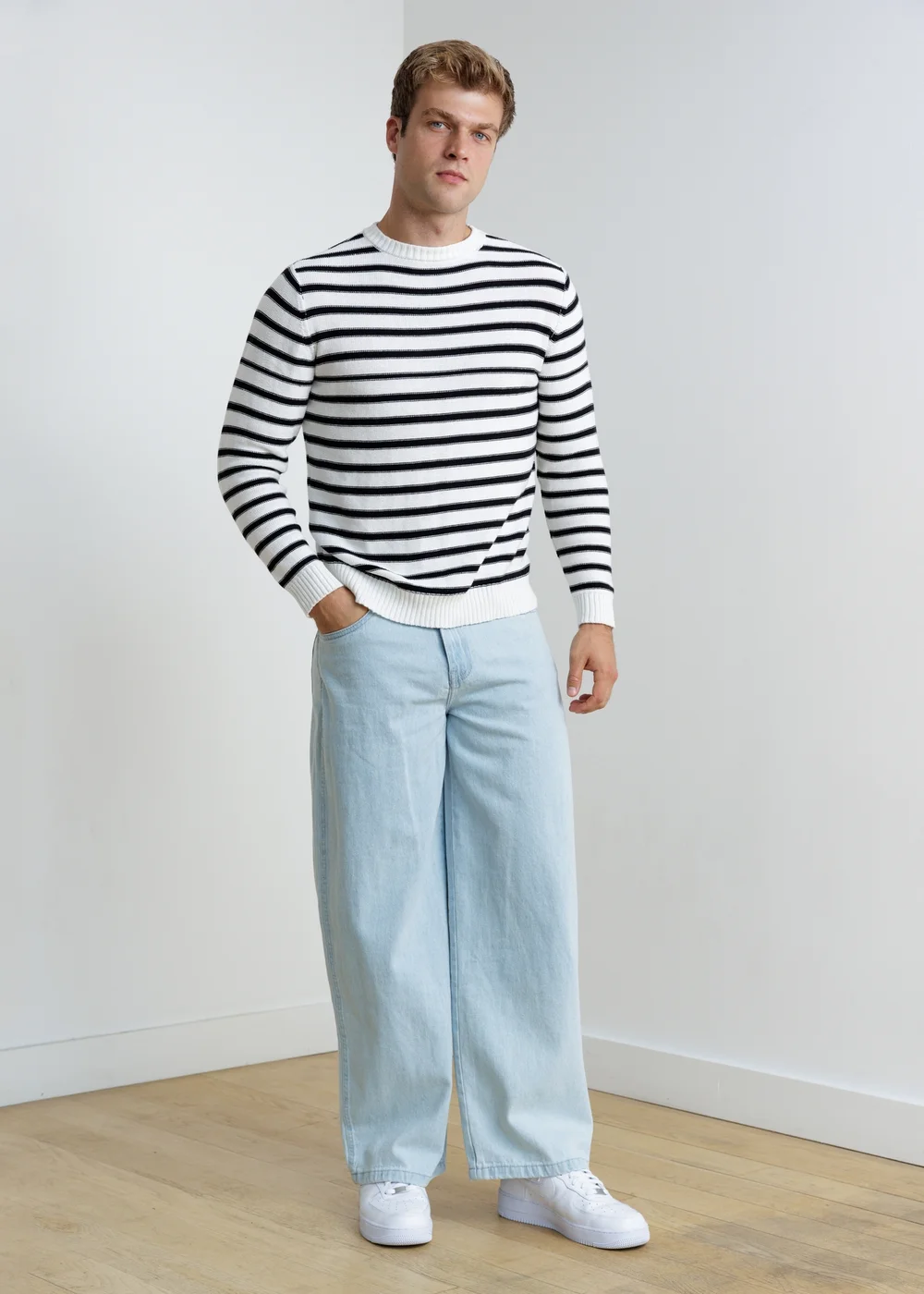 Influence Black Crew Neck Striped Long Sleeve Knit Jumper - S Image 4