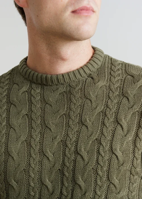 Influence Khaki Cable Knit Crew Neck Long Sleeve Knit Jumper - XL Image 3