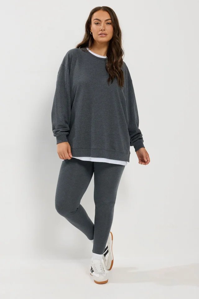 Yours Curve Charcoal Grey 2-In-1 Jumper